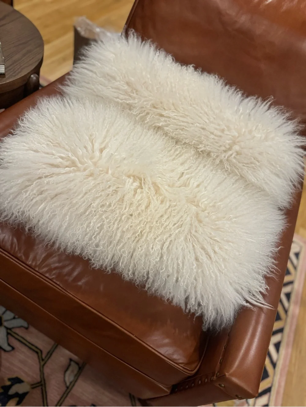 1/ Mongolian Lamb Pillow   24” x13”